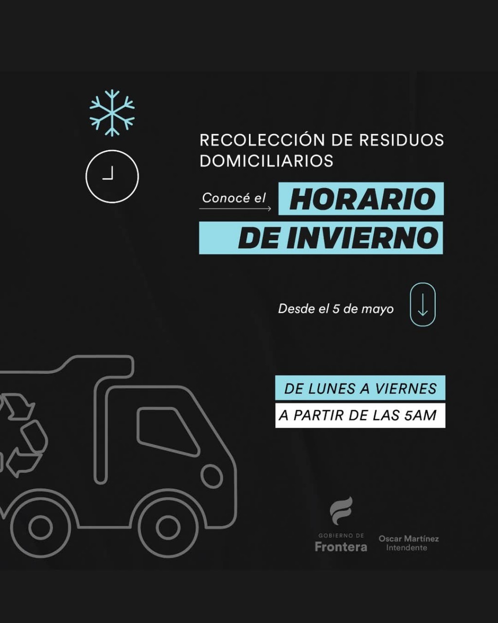 Cambio en el horario de la recoleccion de residuos en Frontera
