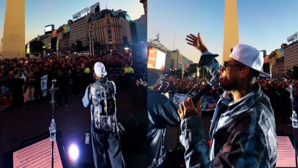 Ulises Bueno dio un show gratuito en el obelisco y adelant&oacute; una canci&oacute;n para la selecci&oacute;n argentina.
