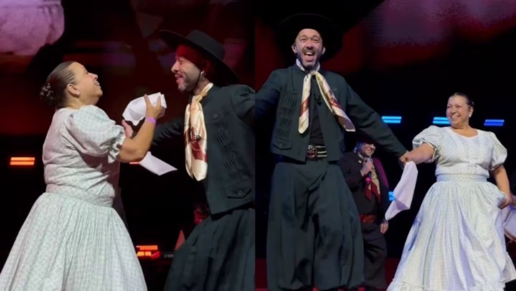 Diego Granad&eacute; emocion&oacute; bailando con su mam&aacute; junto al Chaque&ntilde;o Palavecino en el Movistar de La Konga.