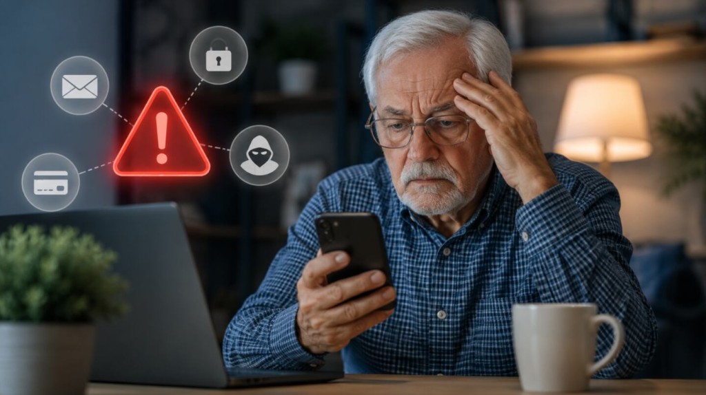 Estafas digitales: 9 de cada 10 adultos mayores estuvieron expuestos a intentos de fraude en Internet.