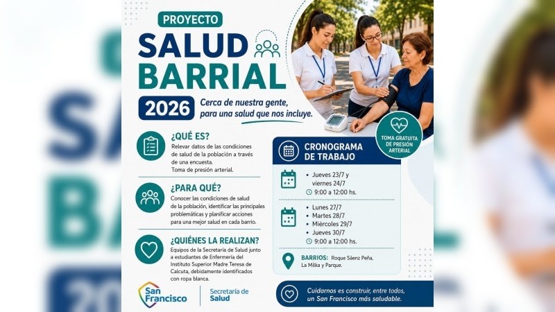 La Secretar&iacute;a de Salud inicia una nueva etapa del Proyecto Salud Barrial 2026.