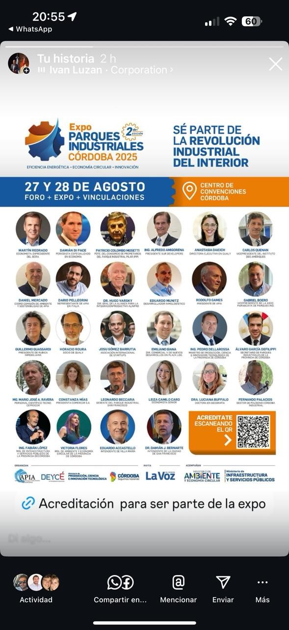 Damián Bernarte participará como disertante en la Expo Parques Industriales 2025